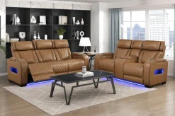 Gallington 2 Power Sofa & Console Loveseat In Brown