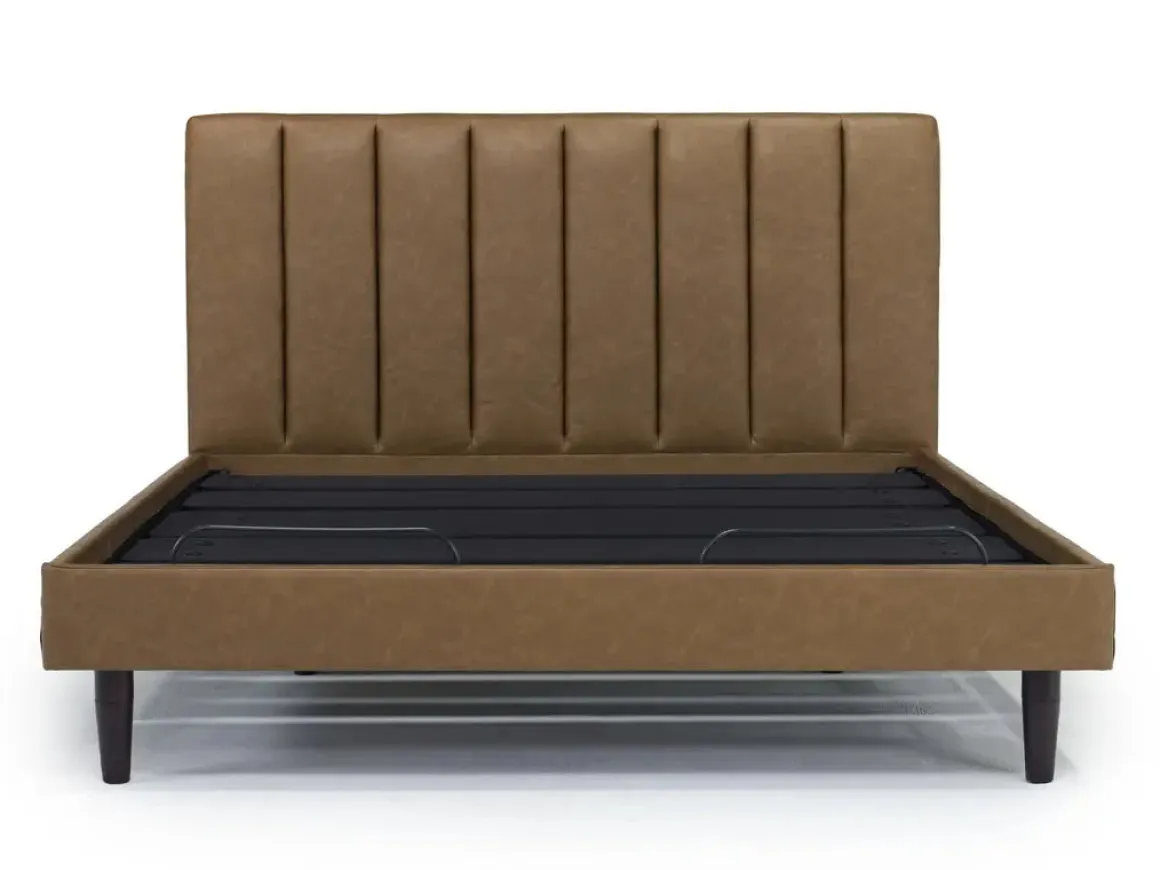 Gavin Upholstered Adjustable Foundation Bed In Charcoal, Full