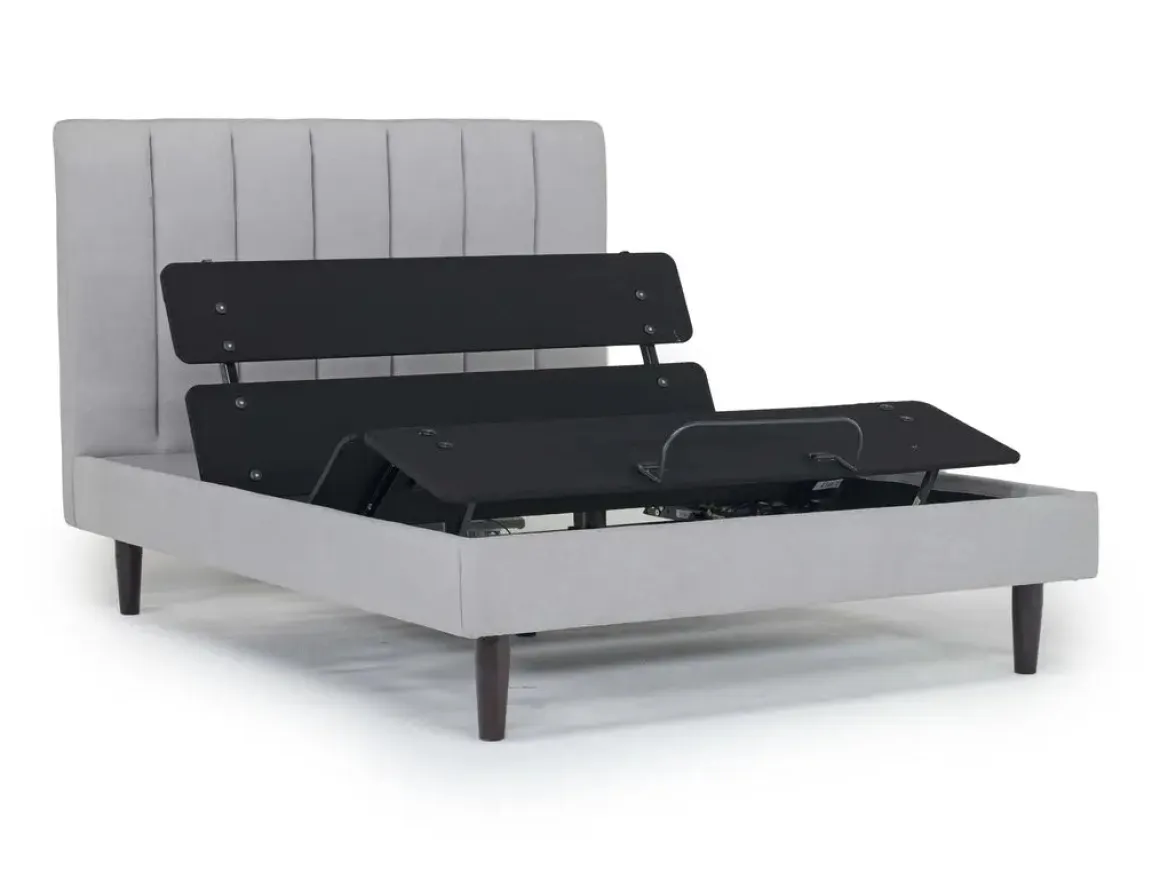Gavin Upholstered Adjustable Foundation Bed In Charcoal, Full