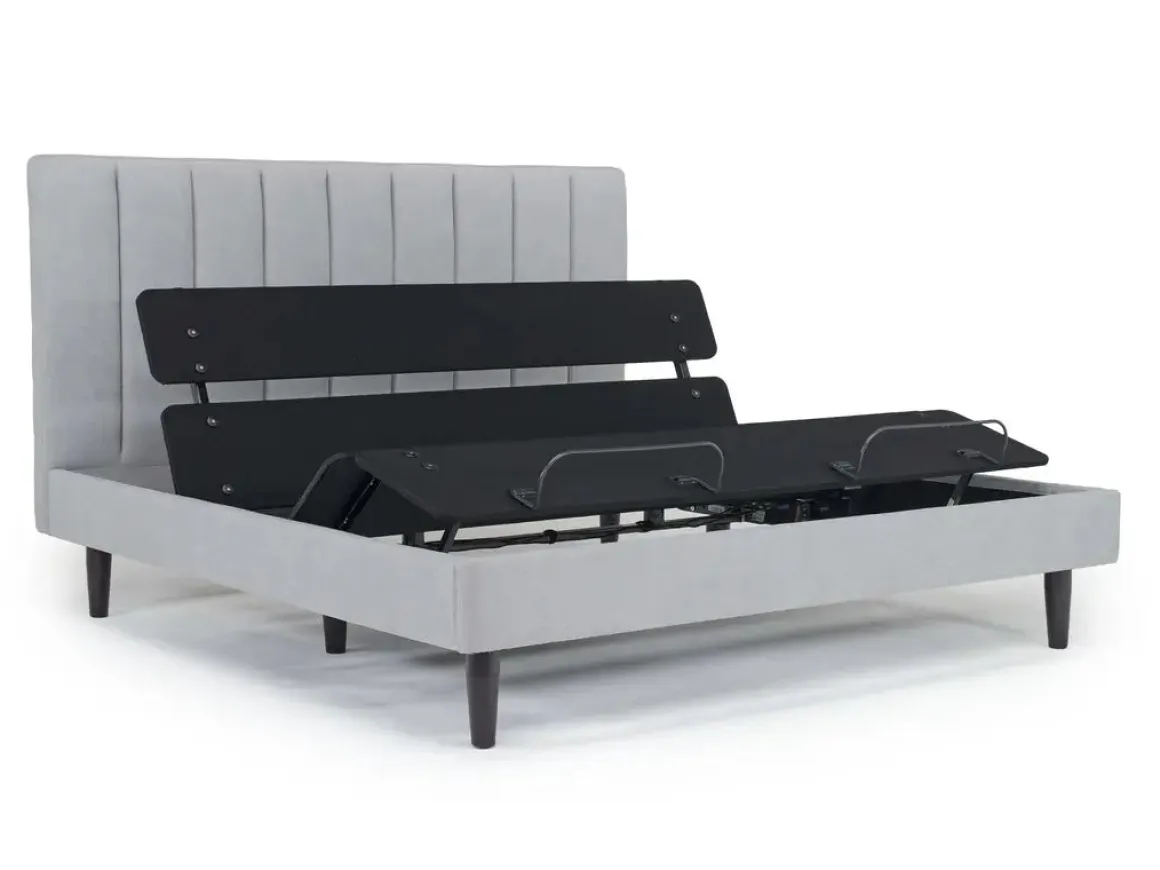 Gavin Upholstered Adjustable Foundation Bed In Charcoal, Full