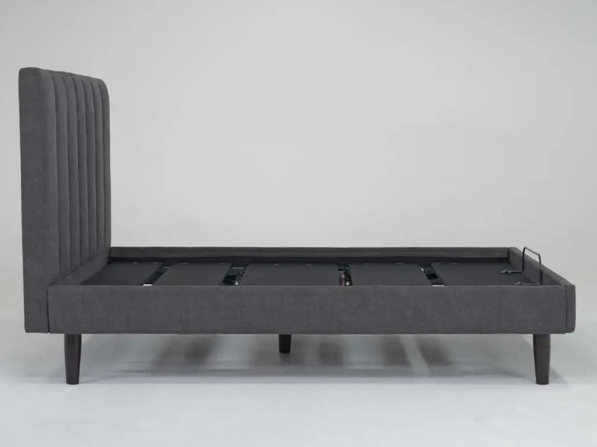 Gavin Upholstered Adjustable Foundation Bed In Charcoal, Full
