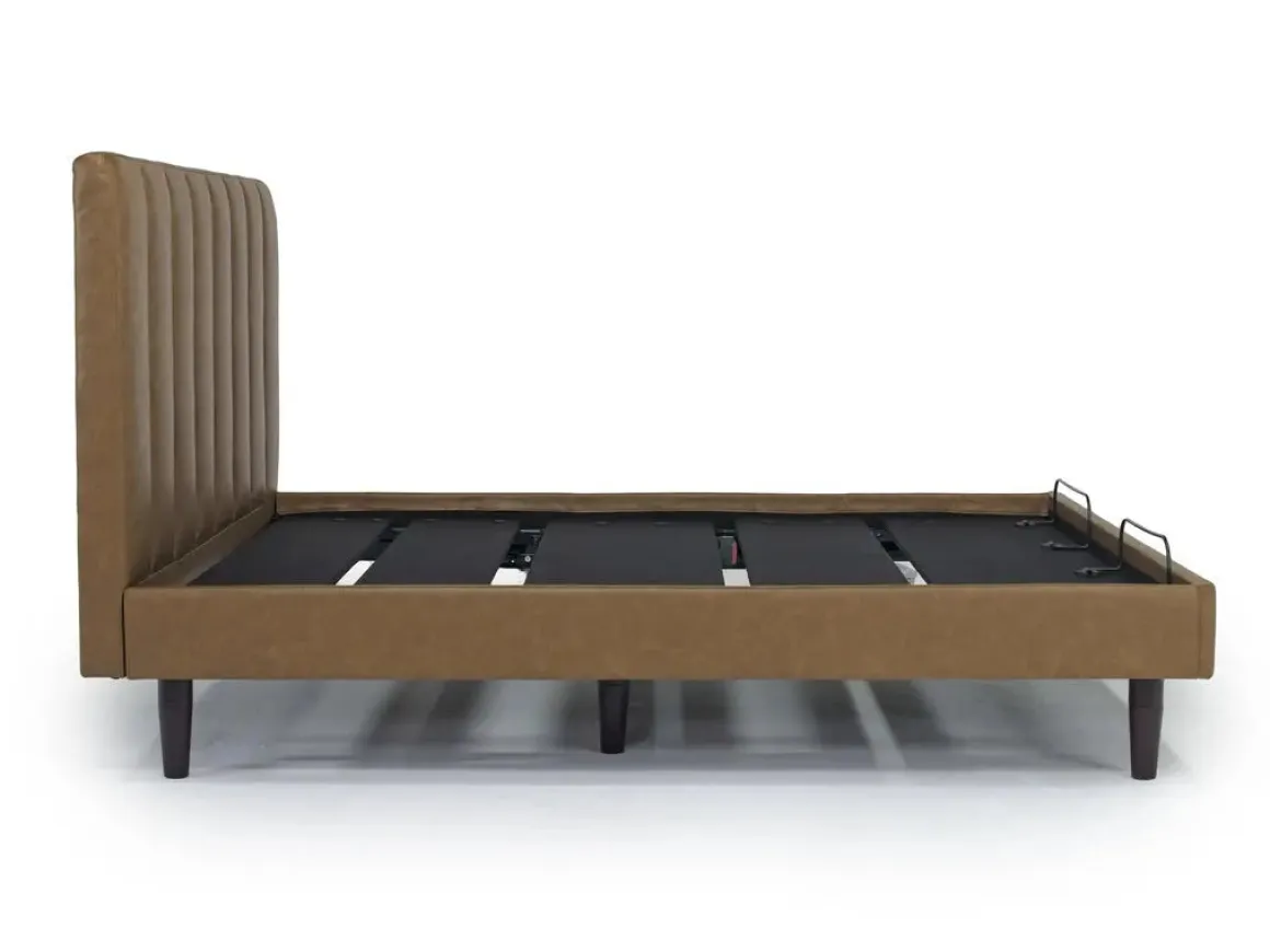 Gavin Upholstered Adjustable Foundation Bed In Charcoal, Full