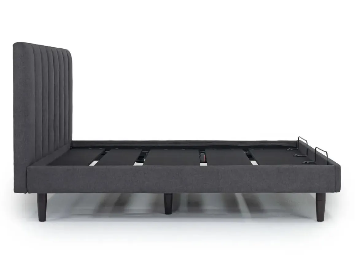 Gavin Upholstered Adjustable Foundation Bed In Charcoal, Full