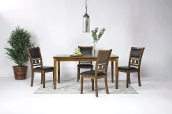 Gia Dining Table, 4 Chairs & Bench In Light Brown