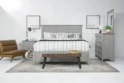 Grace Storage Bed, Dresser, Mirror & Nightstand In Snowfall, Full