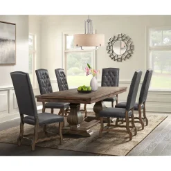 Gramercy Tufted Tall Back Side Chair In Walnut, Set Of 2