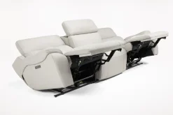 Imperial 2 Power Sofa & Loveseat In Blanca Light Gray Leather