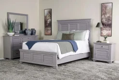 Jamestown Panel Bed, Dresser, Mirror & Nightstand In White, Queen