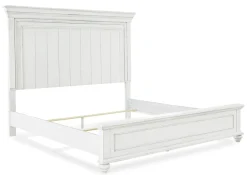 Kanwyn Panel Bed, Dresser, Mirror & Nightstand In White Wash, Queen