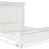 Kanwyn Panel Bed W/ Storage, Dresser, Mirror & Nightstand In White Wash, Queen