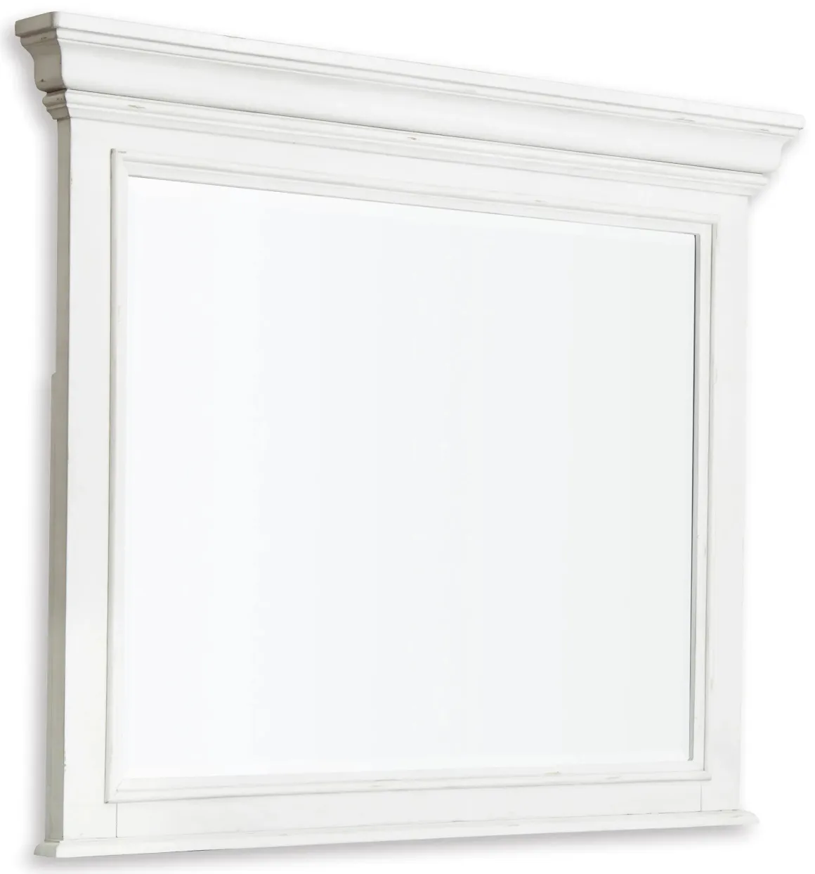 Kanwyn Panel Bed W/ Storage, Dresser, Mirror & Nightstand In White Wash, Queen