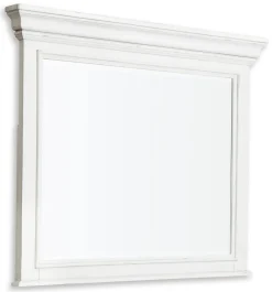 Kanwyn Panel Bed W/ Storage, Dresser, Mirror & Nightstand In White Wash, Queen