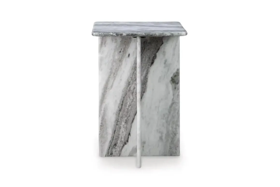 Keithwell Round Accent Table In Gray & White