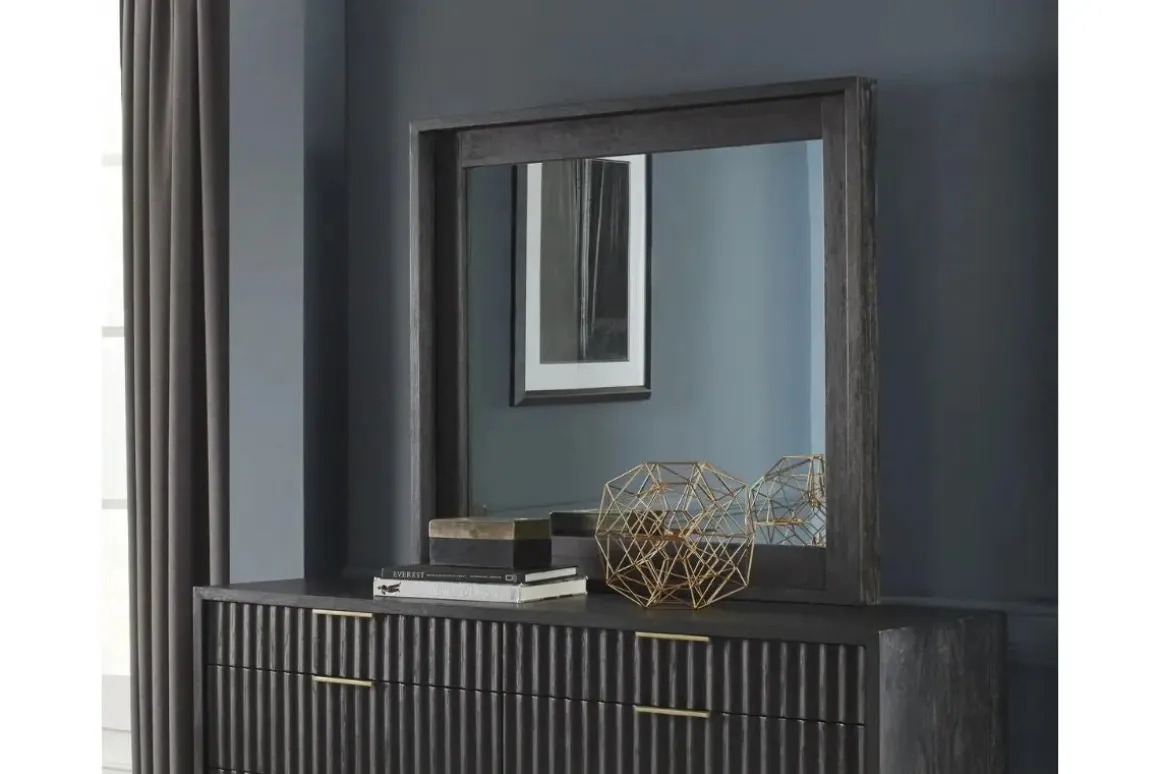 Kentfield Mirror In Black Drifted Oak