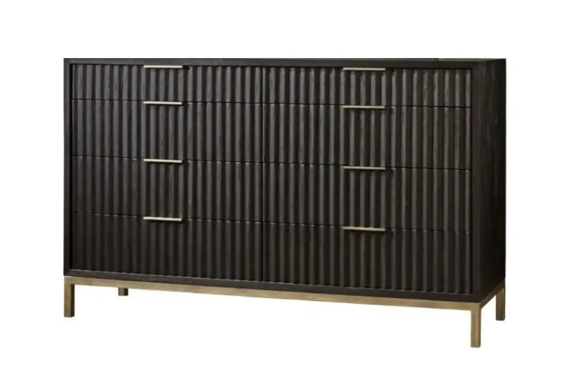 Kentfield Platform Bed, Dresser, Mirror & Nightstand In Black Drifted Oak, Full