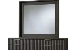 Kentfield Platform Bed, Dresser, Mirror & Nightstand In Black Drifted Oak, Full