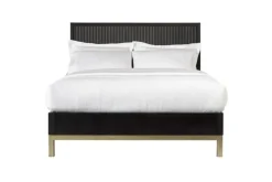 Kentfield Platform Bed, Dresser, Mirror & Nightstand In Black Drifted Oak, Full