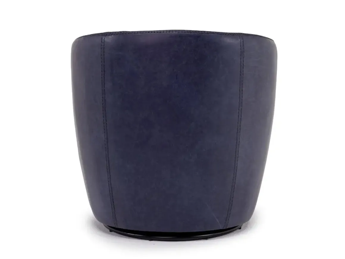 Kierreys Swivel Chair In Charcoal Leather