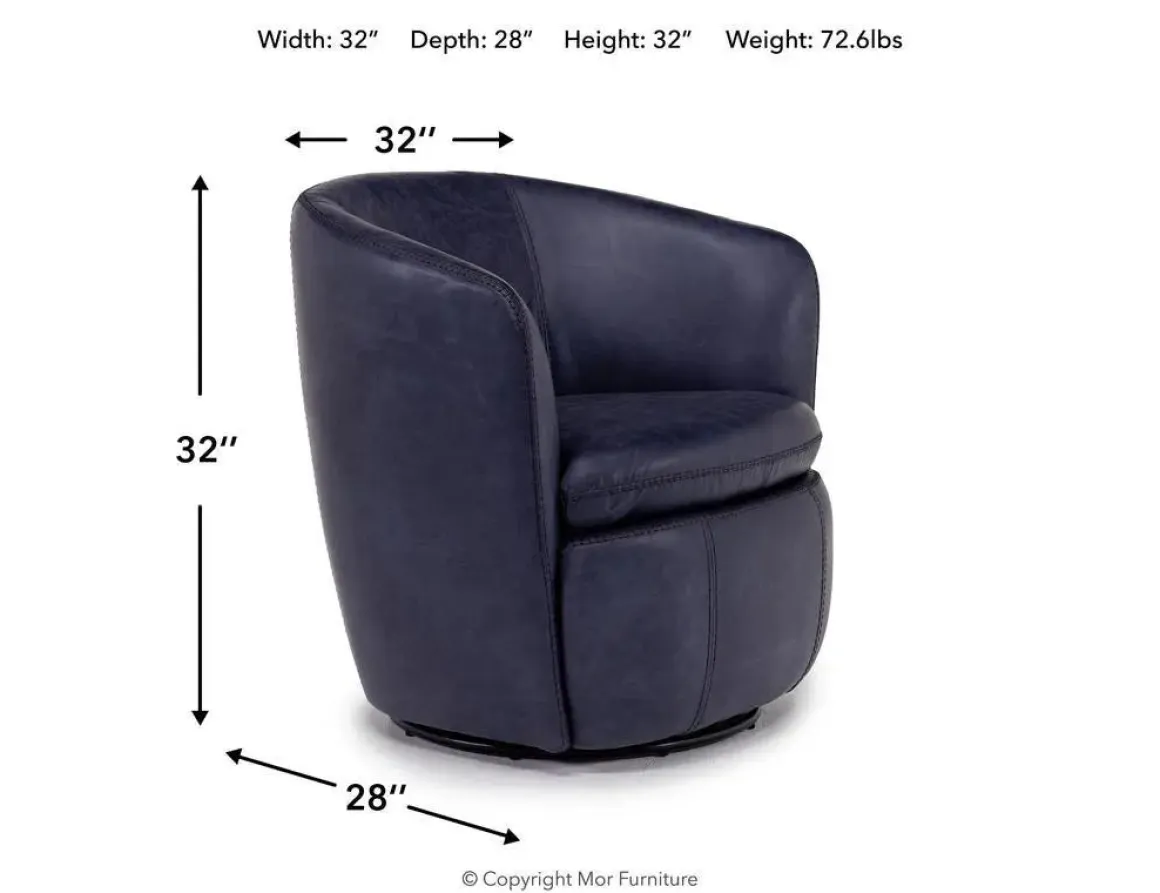 Kierreys Swivel Chair In Charcoal Leather