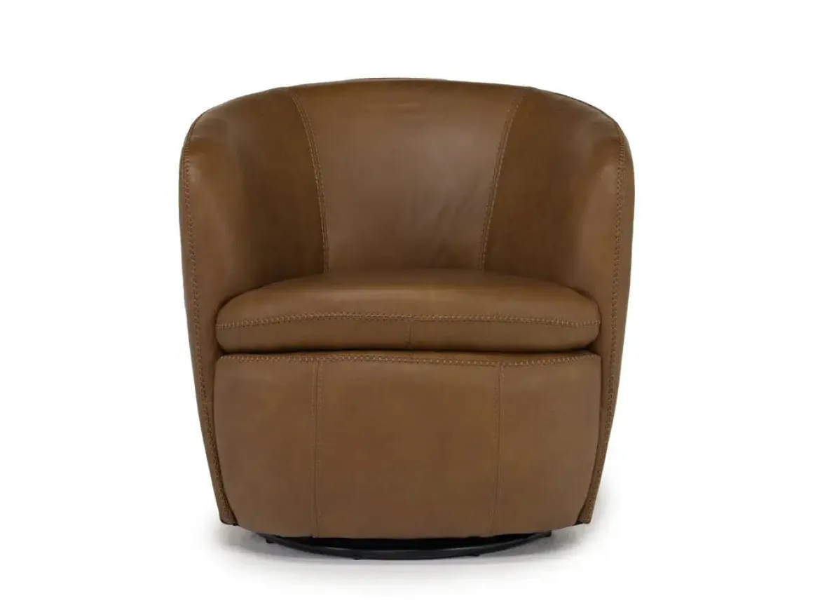 Kierreys Swivel Chair In Charcoal Leather