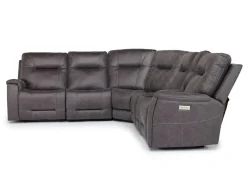 Kingston 6 Piece 3 Power Sectional W/ 3 Power Armless Recliner In Canyon Ocean