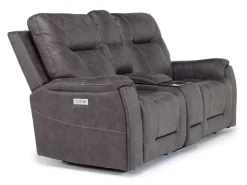 Kingston 3 Power Console Loveseat In Ocean Blue