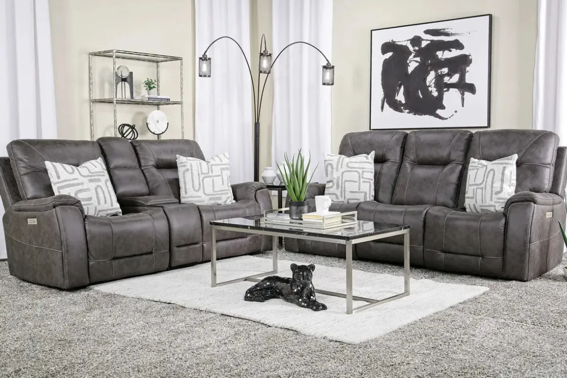 Kingston 3 Power Sofa & Console Loveseat In Ocean Blue