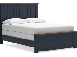Landocken Panel Bed, Dresser, Mirror & Nightstand In Brown/Blue, Twin