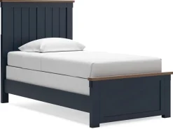 Landocken Panel Bed, Dresser, Mirror & Nightstand In Brown/Blue, Twin