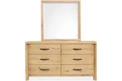 Laramie Panel Bed, Dresser, Mirror & 2 Drawer Nightstand In Honey Wheat, Queen