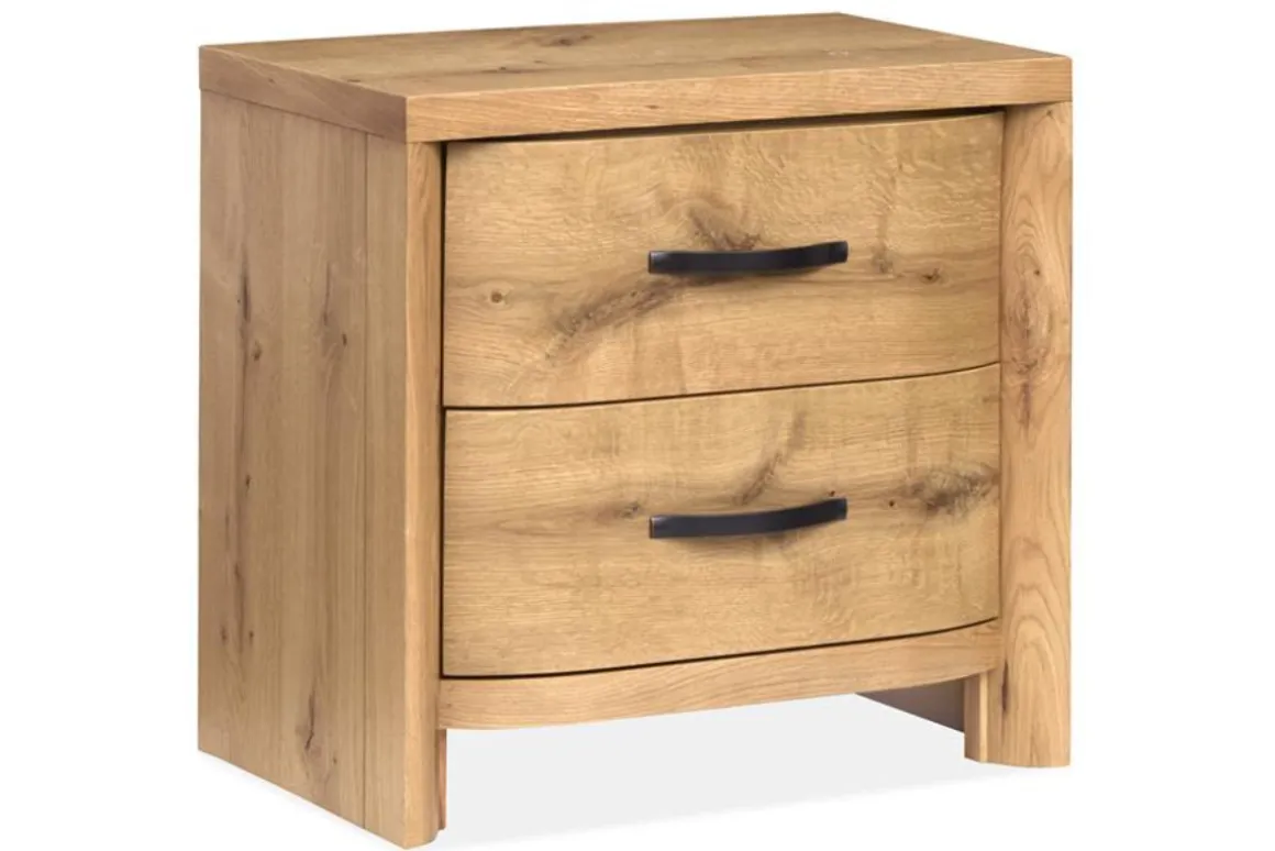 Laramie Panel Bed, Dresser, Mirror & 2 Drawer Nightstand In Honey Wheat, Queen