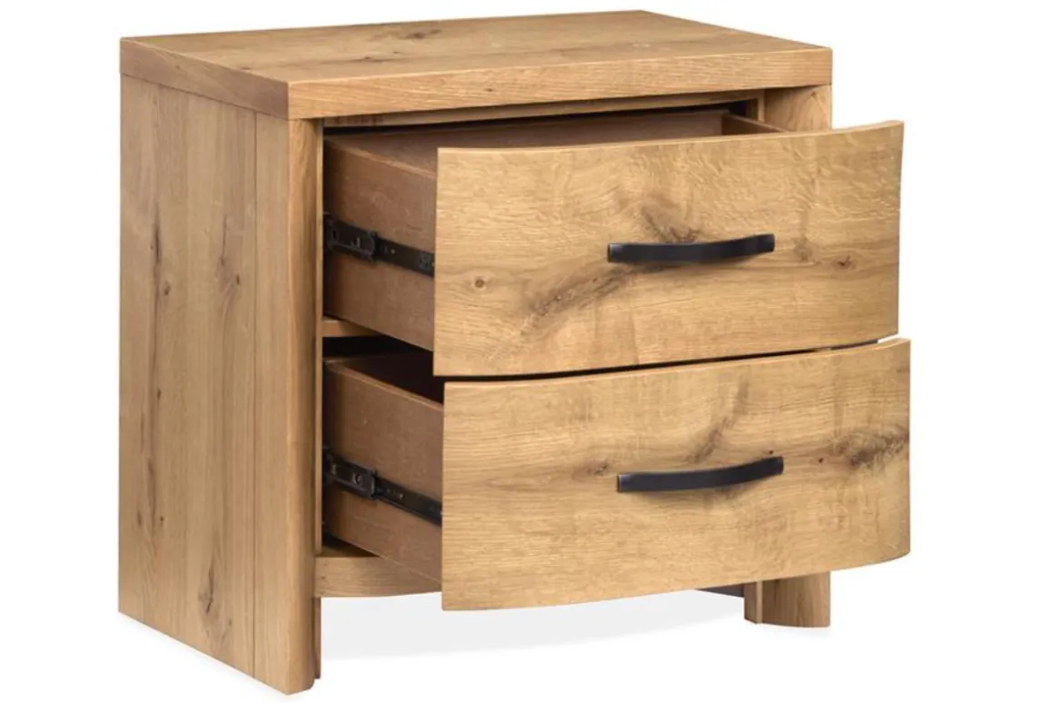 Laramie Panel Bed, Dresser, Mirror & 2 Drawer Nightstand In Honey Wheat, Queen