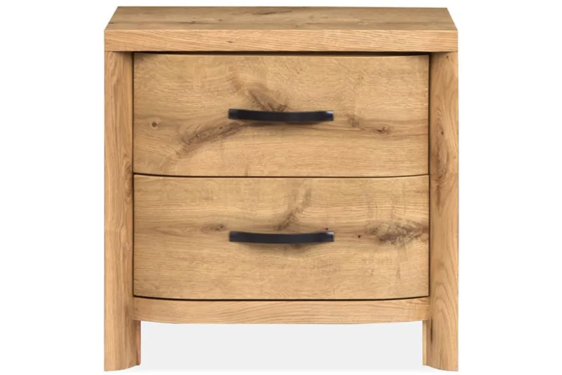 Laramie Panel Bed, Dresser, Mirror & 2 Drawer Nightstand In Honey Wheat, Queen