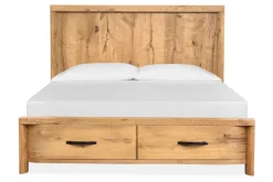 Laramie Panel Bed W/ Storage In Honey Wheat, Queen