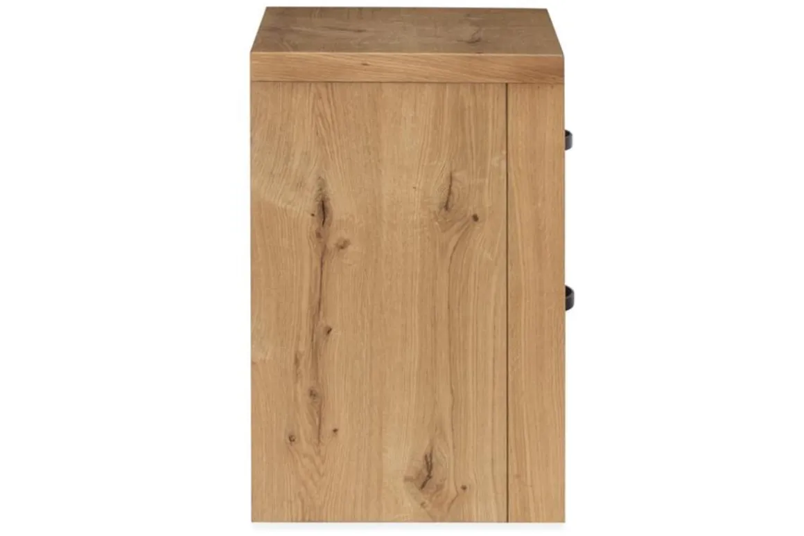Laramie Panel Bed W/ Storage, Dresser, Mirror & 2 Drawer Nightstand In Honey Wheat, Queen