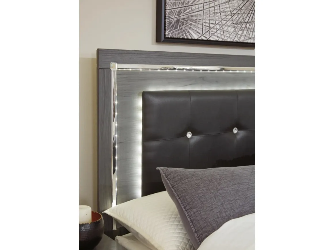 Lodanna Panel Bed, Dresser, Mirror & Nightstand In Gray