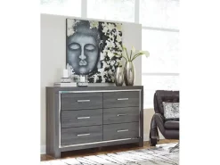 Lodanna Panel Bed, Dresser, Mirror & Nightstand In Gray