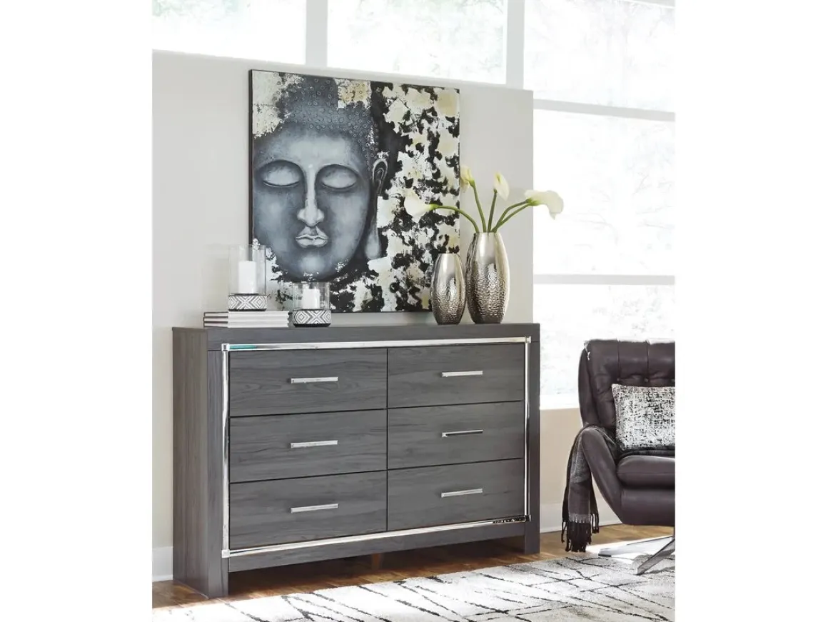 Lodanna Panel Bed, Dresser, Mirror & Nightstand In Gray