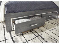 Lodanna Panel Bed W/ Storage, Dresser, Mirror & Nightstand In Gray, Full