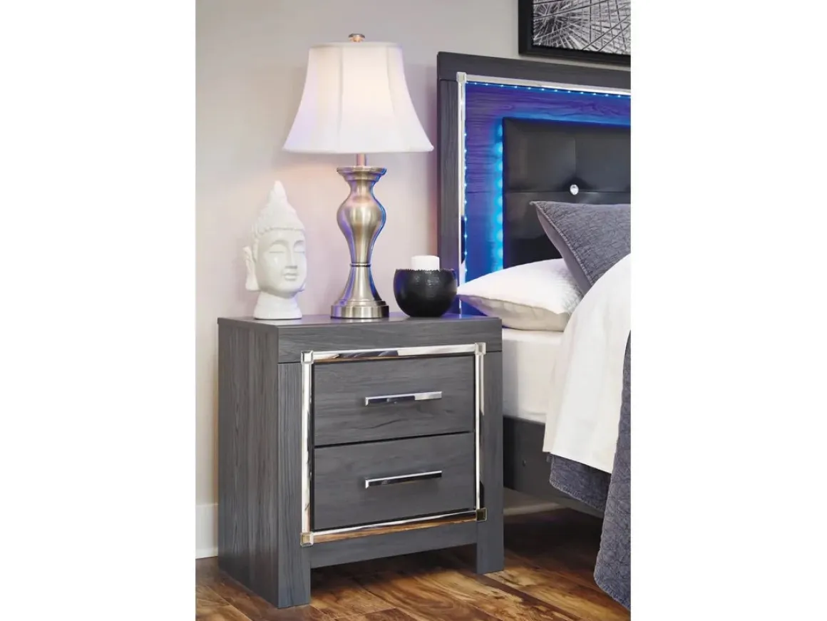 Lodanna Panel Bed W/ Storage, Dresser, Mirror & Nightstand In Gray, Full