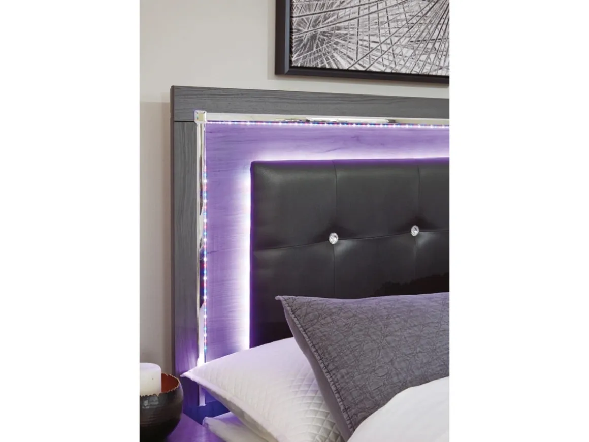 Lodanna Panel Bed W/ Storage, Dresser, Mirror & Nightstand In Gray, Full