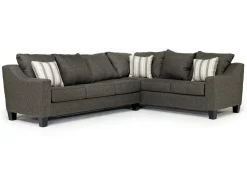 Lucy Tux Queen Sleeper Sectional W/ Mattress In Splash Charcoal, Left Facing