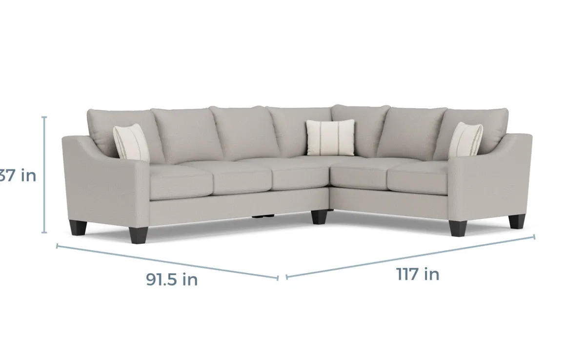 Lucy Tux Queen Sleeper Sectional In Splash Linen, Right Facing