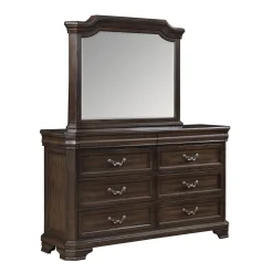 Lyndhurst Sleigh Bed W/ Storage, Dresser, Mirror & Nightstand In Vintage White, Queen
