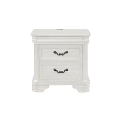 Lyndhurst Sleigh Bed W/ Storage, Dresser, Mirror & Nightstand In Vintage White, Queen