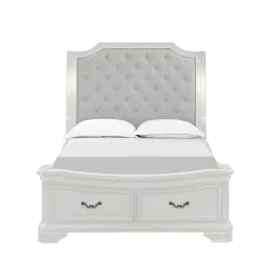 Lyndhurst Sleigh Bed W/ Storage In Vintage White, Queen