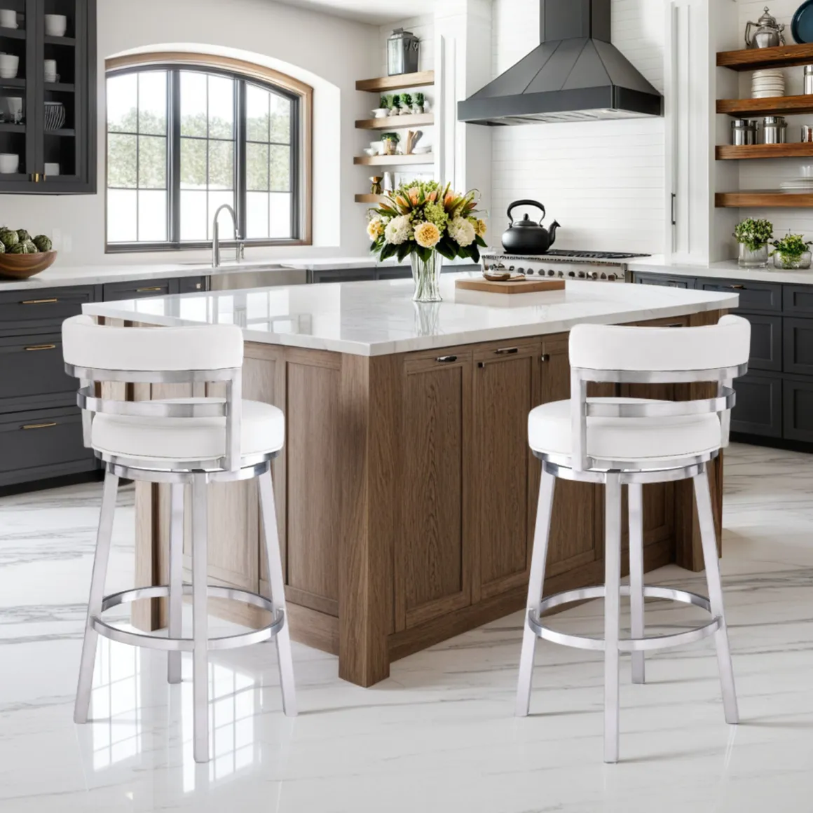Madrid Counter Height Stool In Auburn & Brown, Swivel