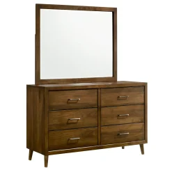 Malibu Panel Bed, Dresser, Mirror & Nightstand In Walnut, Twin