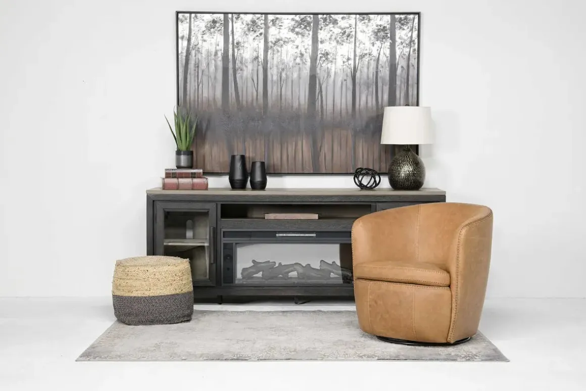 Market Swivel Club Chair In Noce Taupe Leather