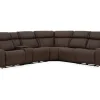 Max 6 Piece 2 Power Sectional W/ 2 Power Armless Recliner In Aline Timber Leather
